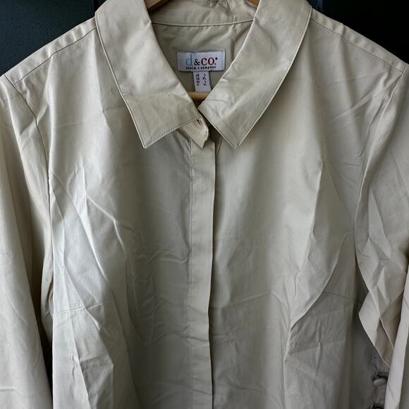 NEW Denim & Co. QVC Coolmax Curved Hem Shirt with Button Detail Sz L Khaki - Picture 4 of 7